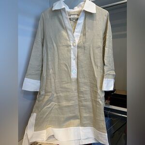 Chic Beige Tunic with White Accents